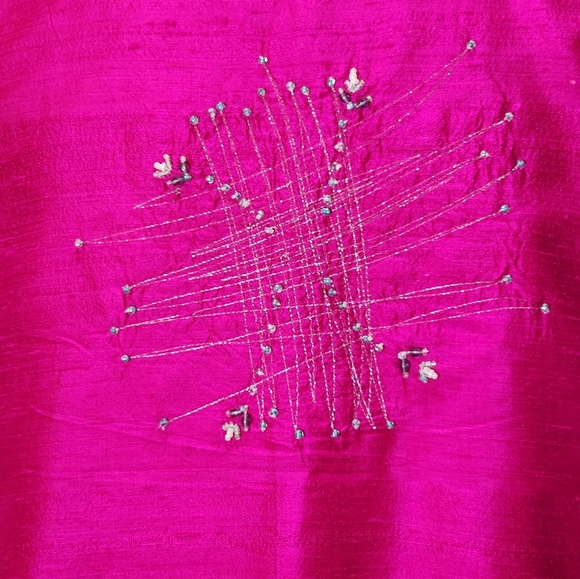 Michael Simon Pink Silk Jacket Embroidered Beaded Vintage 90s Size 0X - Picture 7 of 13